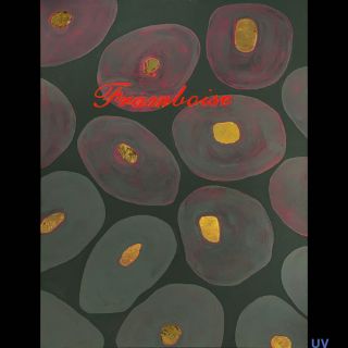 Framboise / 2023 / Acryl and imitation gold leaf on canvas / 100 x 140 cm / UV