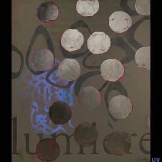 lumière / 2023 / Acryl and imitation silver leaf on canvas / 120 x 140 cm / UV