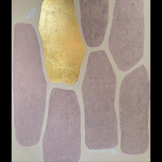 Golden Cell / 2023 / Acryl and imitation gold leaf on canvas / 120 x 140 cm